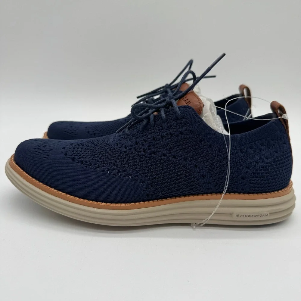 Cole Haan ØriginalGrand Stitchlite Oxford Marine Blue Knit Men's Size 8 New